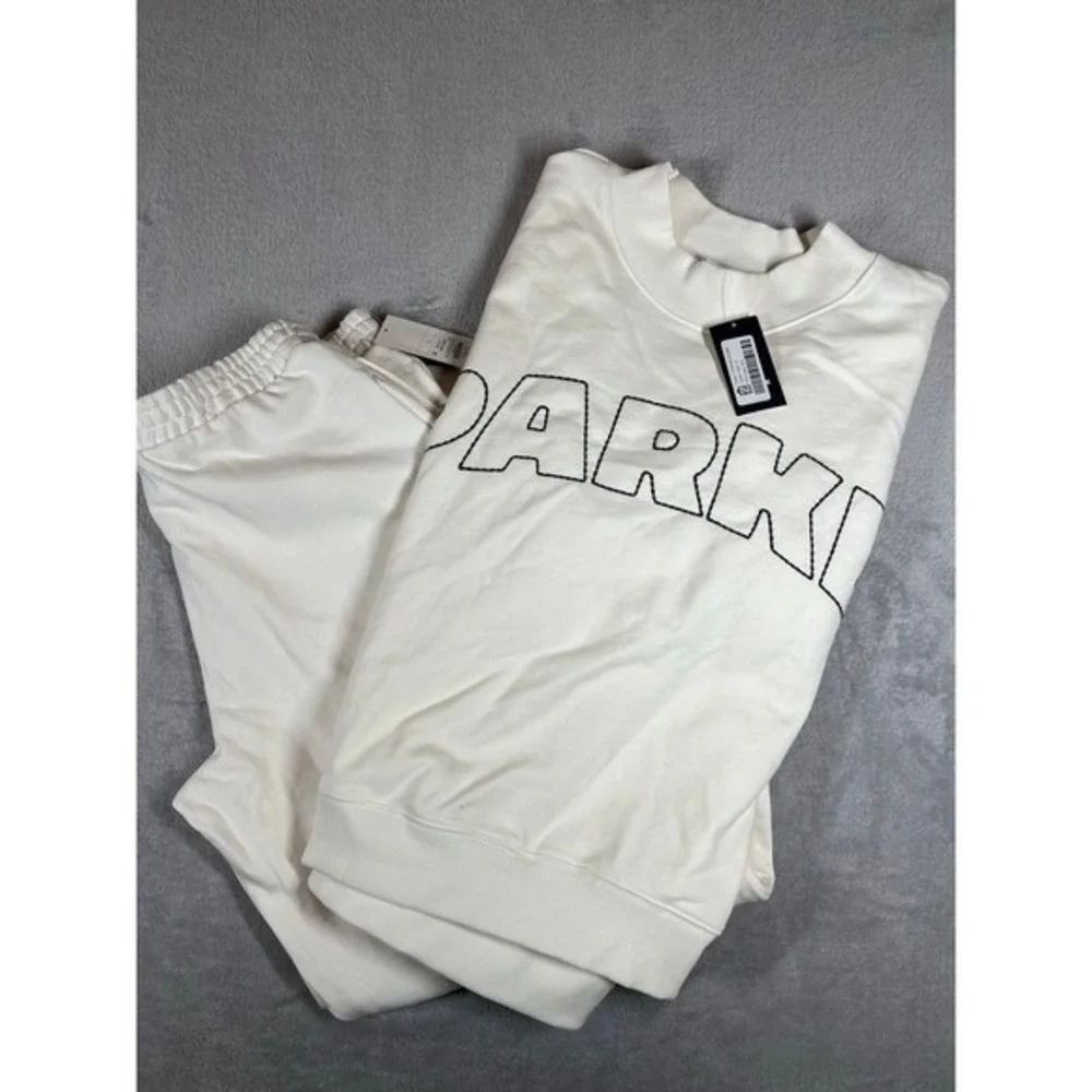 NWT Parke x Target SET  L/XL Sweatshirt and Large Boxer Sweatpants Cream.